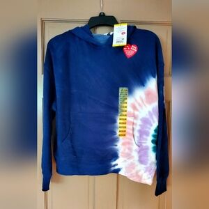 Wildfox Women's Pullover Sweatshirt Hoodie Hadley Cropped Blue Pink Tie Dye M